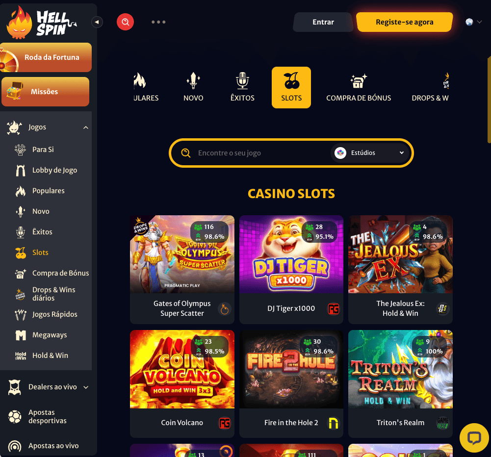 A Seleção de Estúdios e Máquinas Premium do HellSpin em Portugal