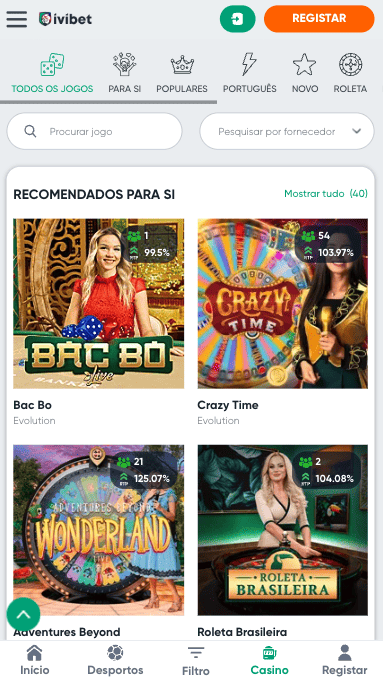 Centenas de opções no casino ao vivo da IviBet em Portugal