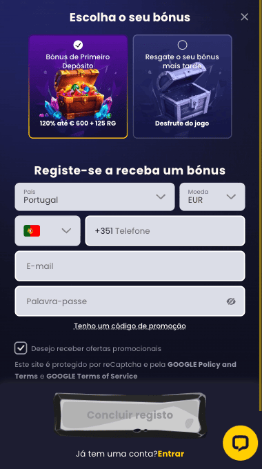 Rota de entrada da Slotsgem Como criar e validar o seu perfil em Portugal